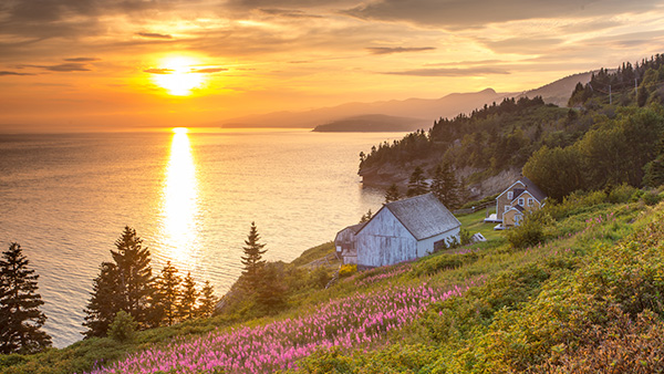 A sunset view of l’Anse Blanchette on the Gaspé Bay in Forillon National Park.
